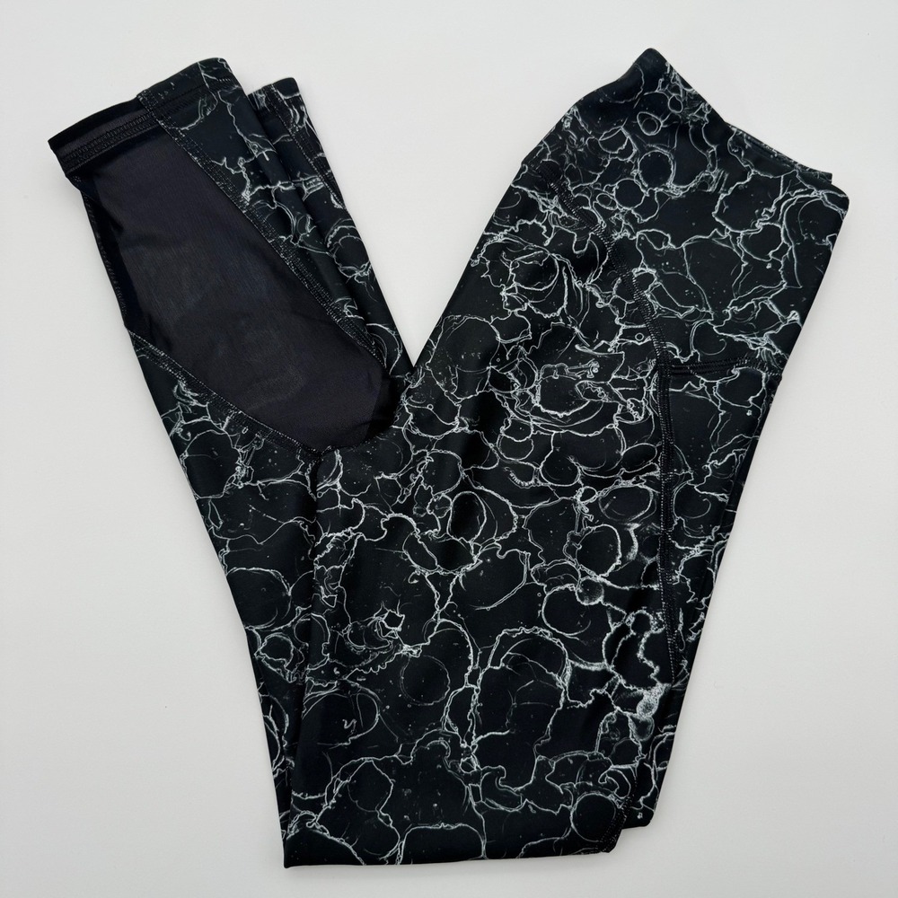 Under Armour HeatGear Compression Leggings‎ Womens Small Black White Marble